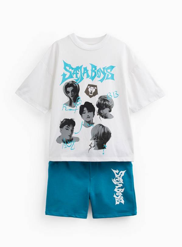 White KPop Demon Hunters Graphic T-Shirt & Shorts Set 6 years